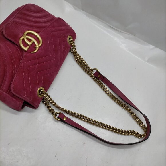 Authentic Gucci Pink Suede Leather Shoulder Bag mon832-110525 - Picture 7 of 16